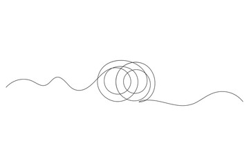 Wedding ring continuous one line drawing minimalist outline vector illustration