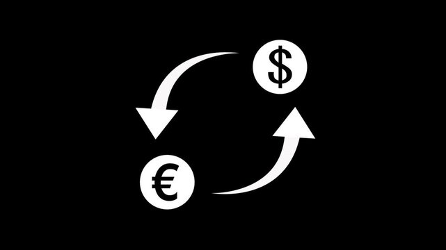 Currency exchange dollar to euro icon animation. cash transfer concept animation background.