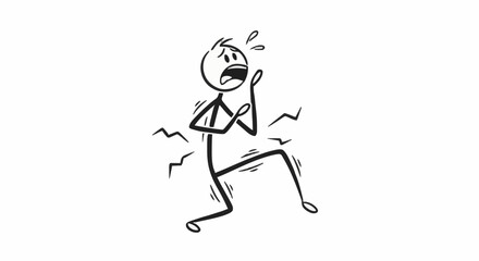 Obraz premium Stick figure expressing fear and panic with trembling body and wide eyes.