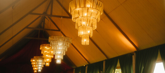 Chandelier ceiling interior lighting decoration warm light elegant luxury modern design room...