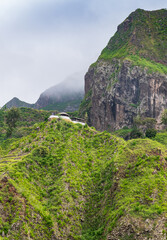 Misty Mountain Landscape on Santo Ant&atilde;o Island, Cape Verde
