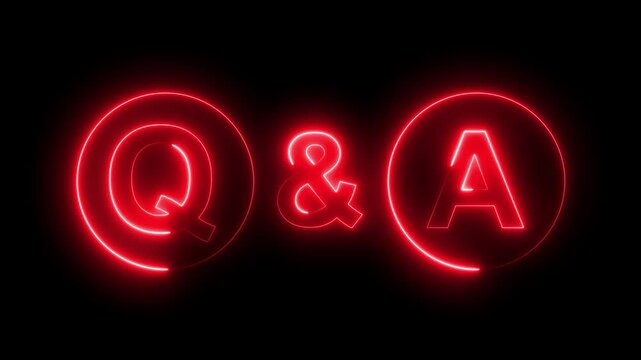 neon Q and A question and answer icon animation session on black background. Question and Answer the letters Q and A. Question and Answer icon animation. questions and answers concept Q and A design.