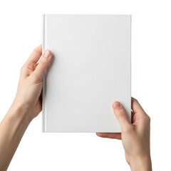 Obraz premium Hands holding blank book isolated on transparent background