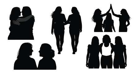Group of women silhouette illustration for friendship