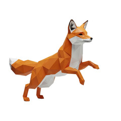 Obraz premium Low poly fox leaping