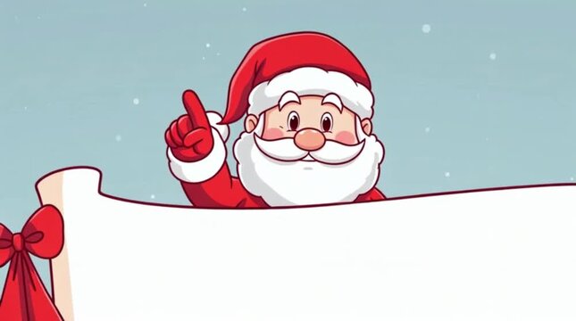 Santa Claus with Holiday Scroll Preparing for Christmas Festivities with Joyful Expression and Festive Color Palette in Cartoon Style
