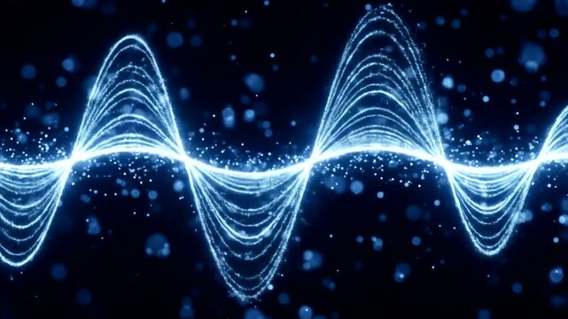 Blue Sound Waveforms with Sparkling Particles.