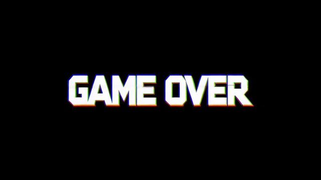 Game over text on black background with white and colorful letters