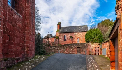 Fotobehang Bordeaux Small chapel in the medieval village of Curemonte, in Corrèze, Nouvelle-Aquitaine, France  © FredP
