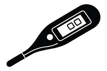 digital thermometer silhouette line art vector illustration
