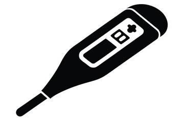 digital thermometer silhouette line art vector illustration