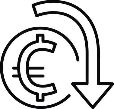 Euro currency symbol with downward arrow indicating decrease