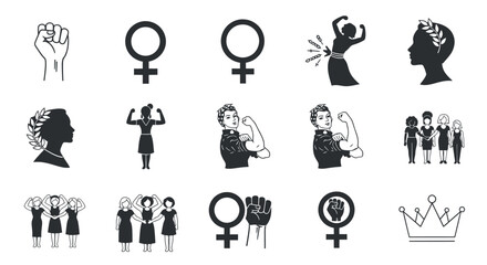 Empowering women icons representing strength and unity