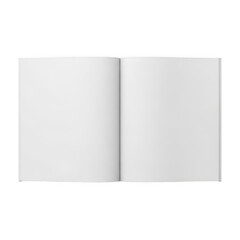 Blank open book pages isolated on transparent background