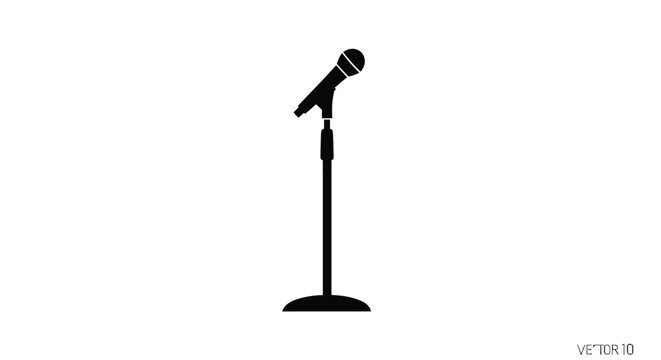 A simple black microphone on a stand minimalist design silhouette