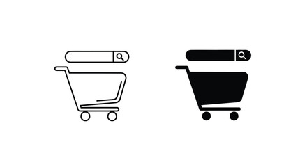 Two shopping cart icons one outlined and one solid as a silhouette