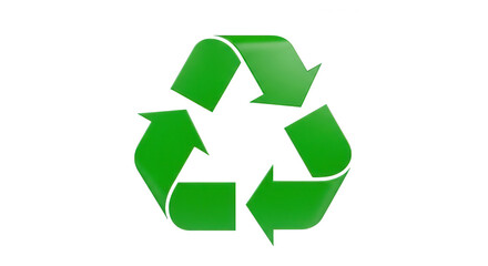 Obraz premium Green recycling symbol with arrows isolated on transparent background