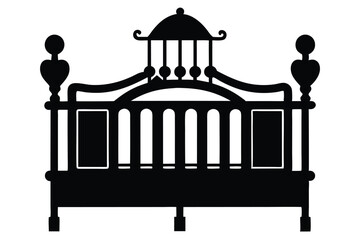 crib silhouette line art vector illustration