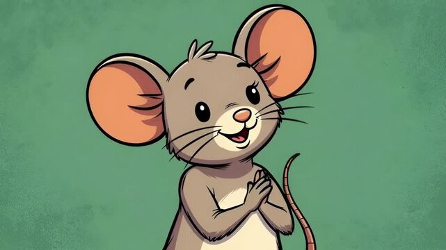 An adorable, cartoon mouse with a delightful, expressive face. It features playful illustration charm that captures the essence of happiness and joy.