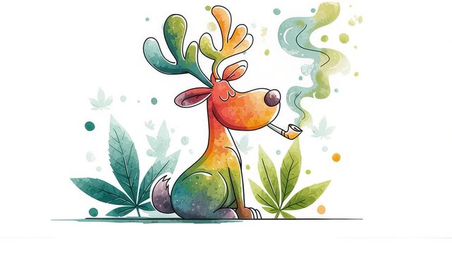 Rainbow Reindeer with pipe