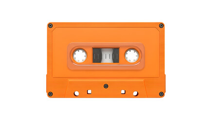 Fototapeta premium Retro Orange Cassette Tape, isolated on white or transparent background. PNG