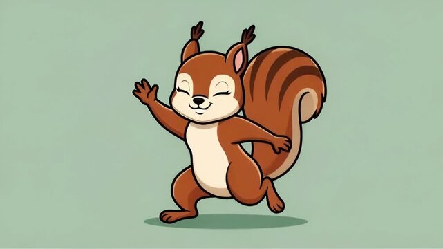A whimsical illustration of a jovial squirrel with a bushy tail, animated expression.