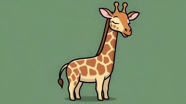 A cartoon-style giraffe, its body adorned with distinctive spots. The giraffe stands gracefully against a complementary background. 