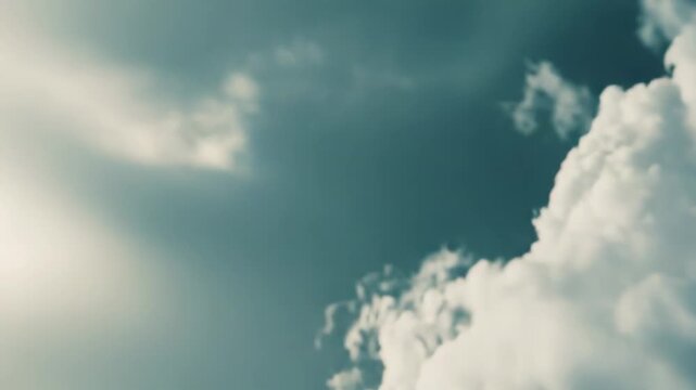 Accumulating dark storm clouds creating dramatic contrast against a bright, sunny opening in the sky, symbolizing weather changes, hope, or a pending storm