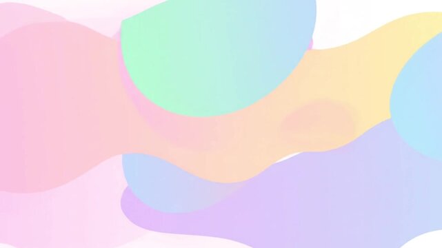 Abstract pastel flowing easter shapes background. Moving blob pattern loop. Soft gradient color waves for digital art and graphic design.