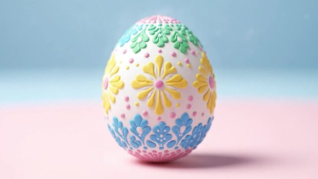 White egg transforming into a colorful Easter egg with floral patterns in a magical spring concept