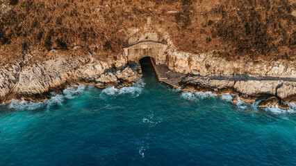 Fototapeta premium Porto Palermo Tunnel Submarine bunker in Albania