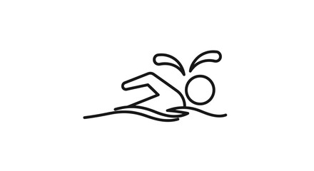 Simple line drawing of a person swimming.