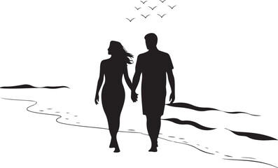 Romantic Beach Couple Silhouette