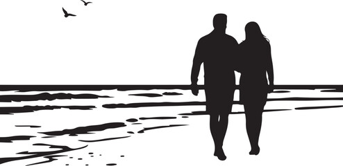 Romantic Beach Couple Silhouette