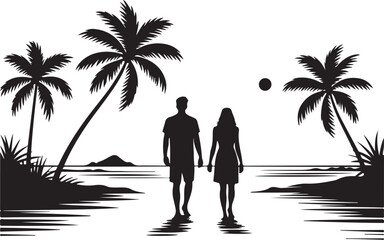 Romantic Beach Couple Silhouette