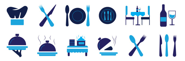 Cooking or kitchen icon vector set. Line icon of kitchen, Cooking, restaurant. Meal, cooking, menu, restaurant, food delivery, fast food and dinner icons. Vector illustration.