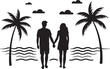 Romantic Beach Couple Silhouette