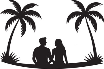 Romantic Beach Couple Silhouette