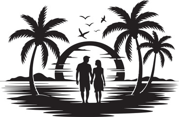 Romantic Beach Couple Silhouette