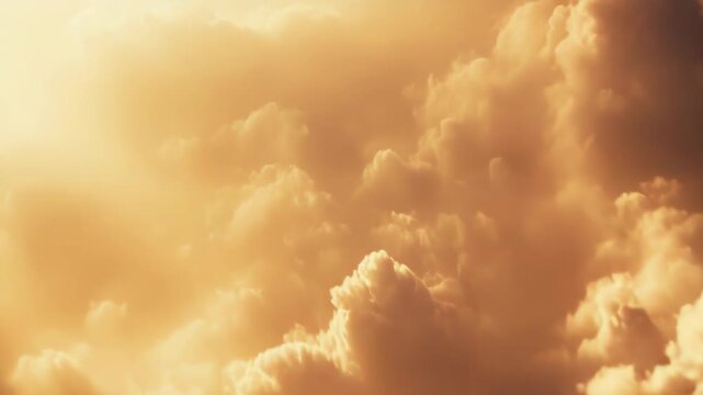 Clouds are forming a serene sky during the golden hour, with warm sunlight casting a soft glow and creating dramatic textures, ideal for backgrounds or conceptual themes of hope