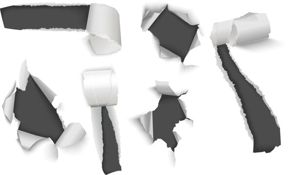 Realistic Torn Paper Hole and Ripped Edge Vector Set for Reveal Effects, Sneak Peeks and Grunge Backgrounds