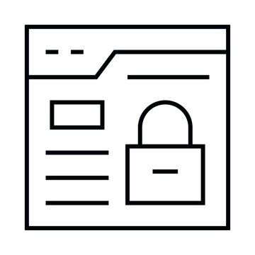 Stylized illustration of a web browser window displaying a padlock icon and text, representing online security and privacy.