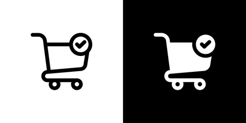 Check Out icon concept with flat Black White Background. Vector illustration. © Redemption_art