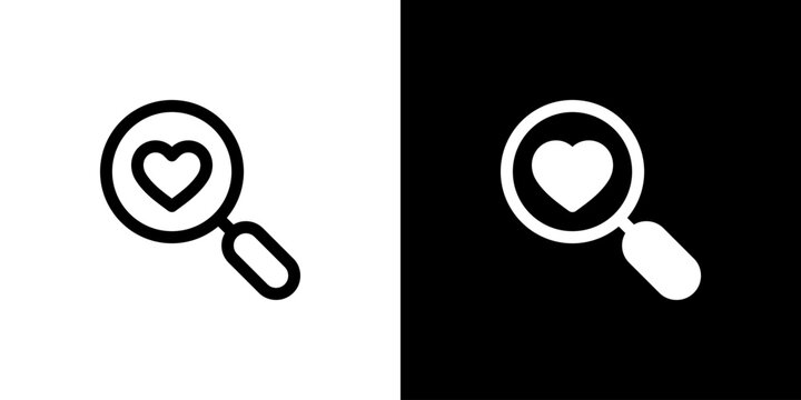 Search icon concept with flat Black White Background. Vector illustration.