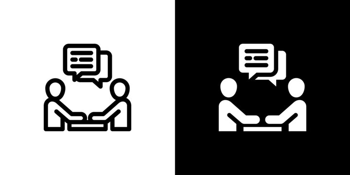 Discussion icon concept with flat Black White Background. Vector illustration.
