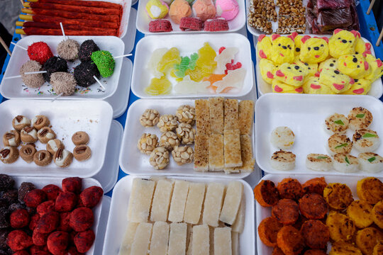 Antigua, Guatemala.Candy for sale at a stall for  holy week.