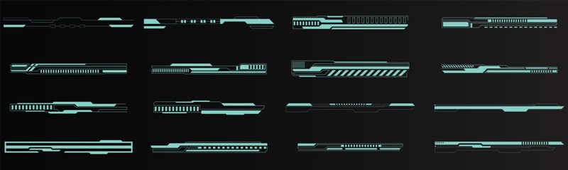 Futuristic glowing user interface elements and heads-up display components set © MOHAMMADSHARIFUL