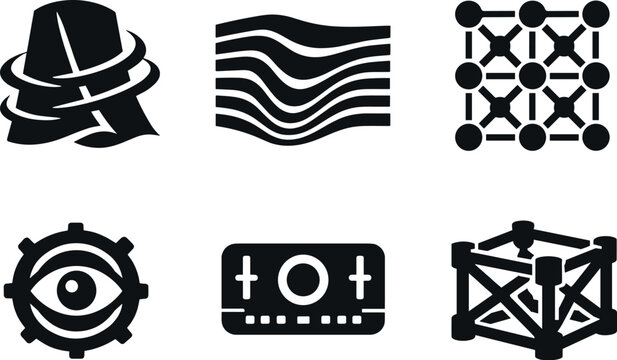 Solid vector icons of metamaterial invisibility cloaks: light-bending cloak panel, refractive waveguide layer, distortion lattice