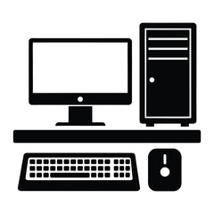 Fototapeta premium Computer Workstation Silhouette Icon for Modern Office and Digital Workspace