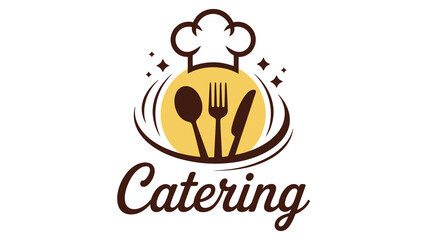 Chef's hat and utensils catering logo